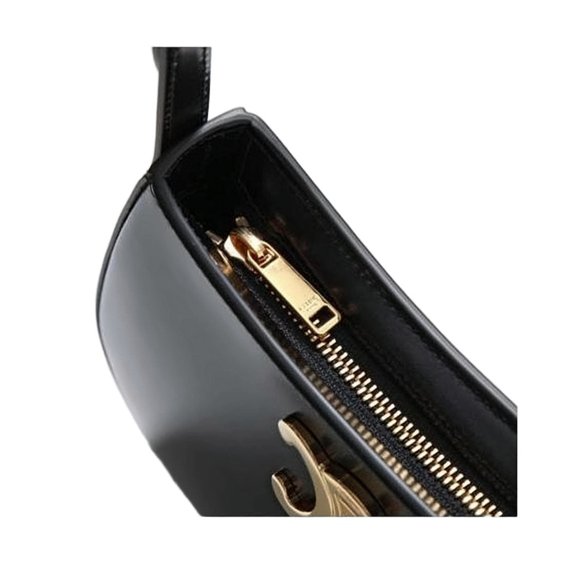 Celine Curved Minimalist Black Calf Leather Shoulder Bag