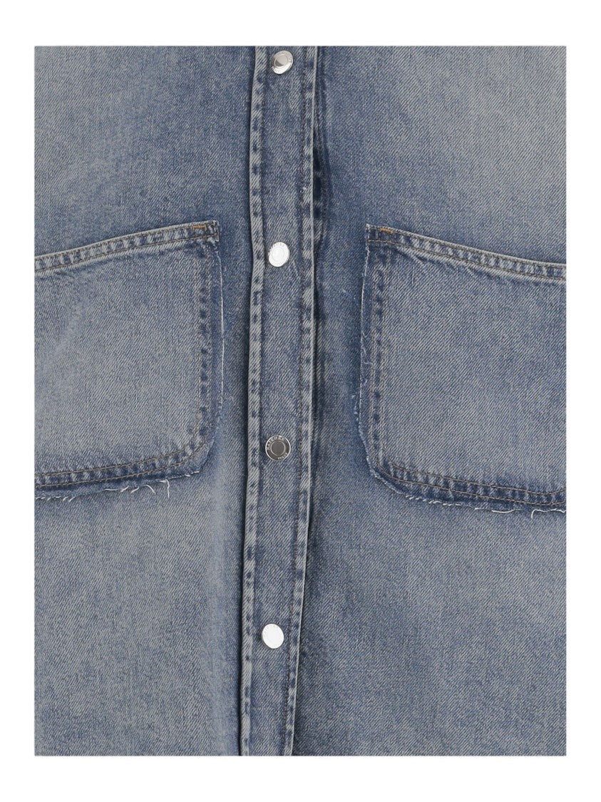 Haikure Blue Denim Shirt With Classic Collar