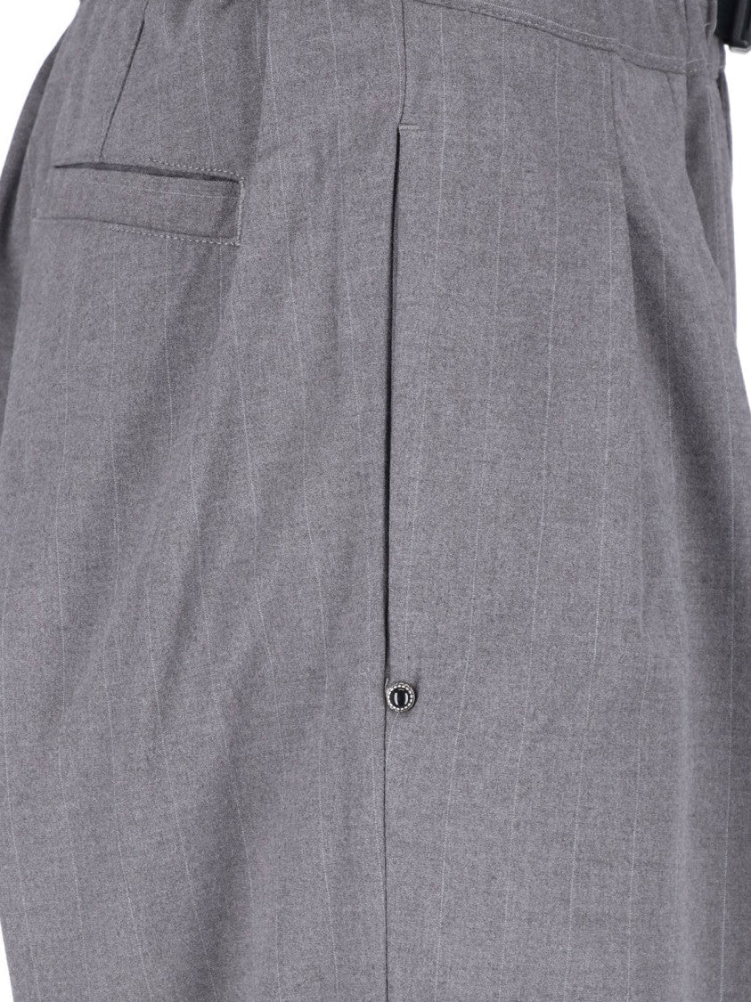 White Sand Grey Belted Straight-Leg Pants