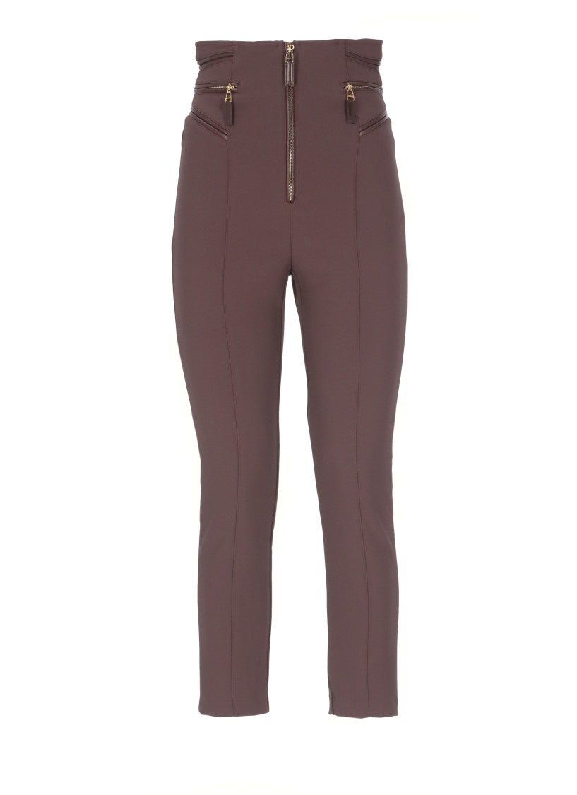 Elisabetta Franchi Cropped High-Waisted Pants With Front Zip