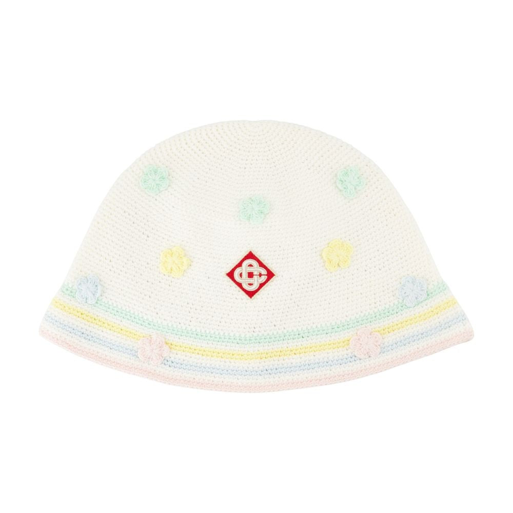 Casablanca Kawaii Crochet Bucket Hat - Cotton - White