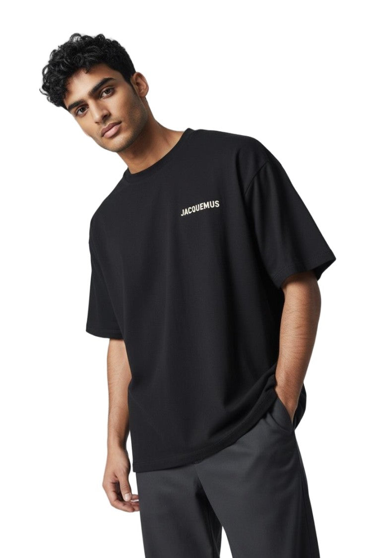 Jacquemus Loose-Fitting Black T-Shirt With Logo Details