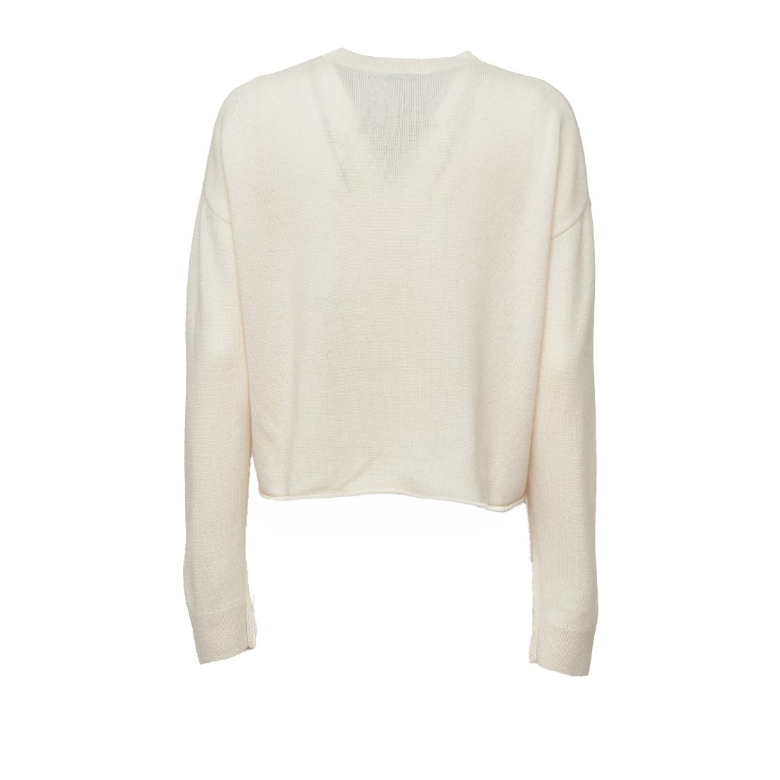 Autry Grey V-Stitch Ribbed Wool Sweater