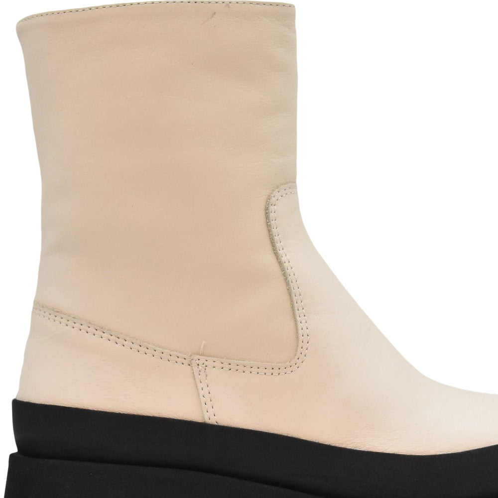 Paloma Barceló Ivory Platform Ankle Boots With Contrasting Sole