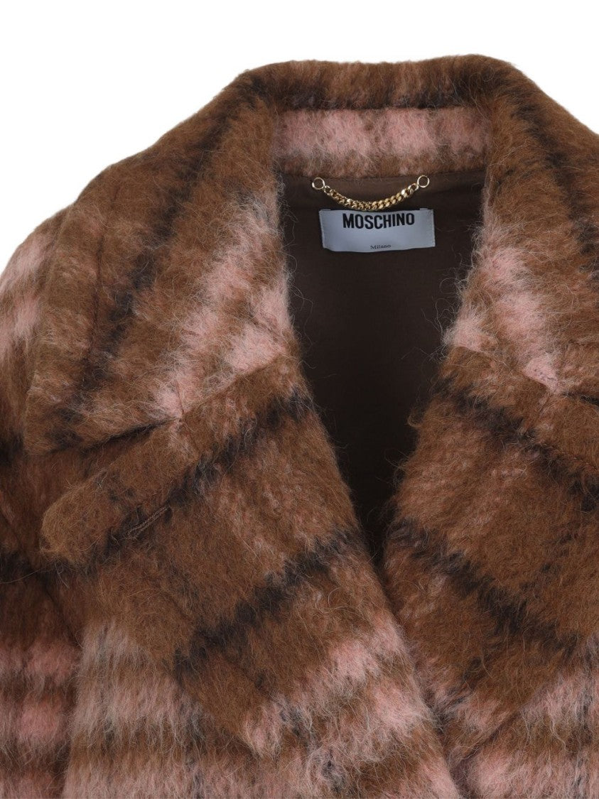 Moschino Checked Pattern Double-Breasted Coat