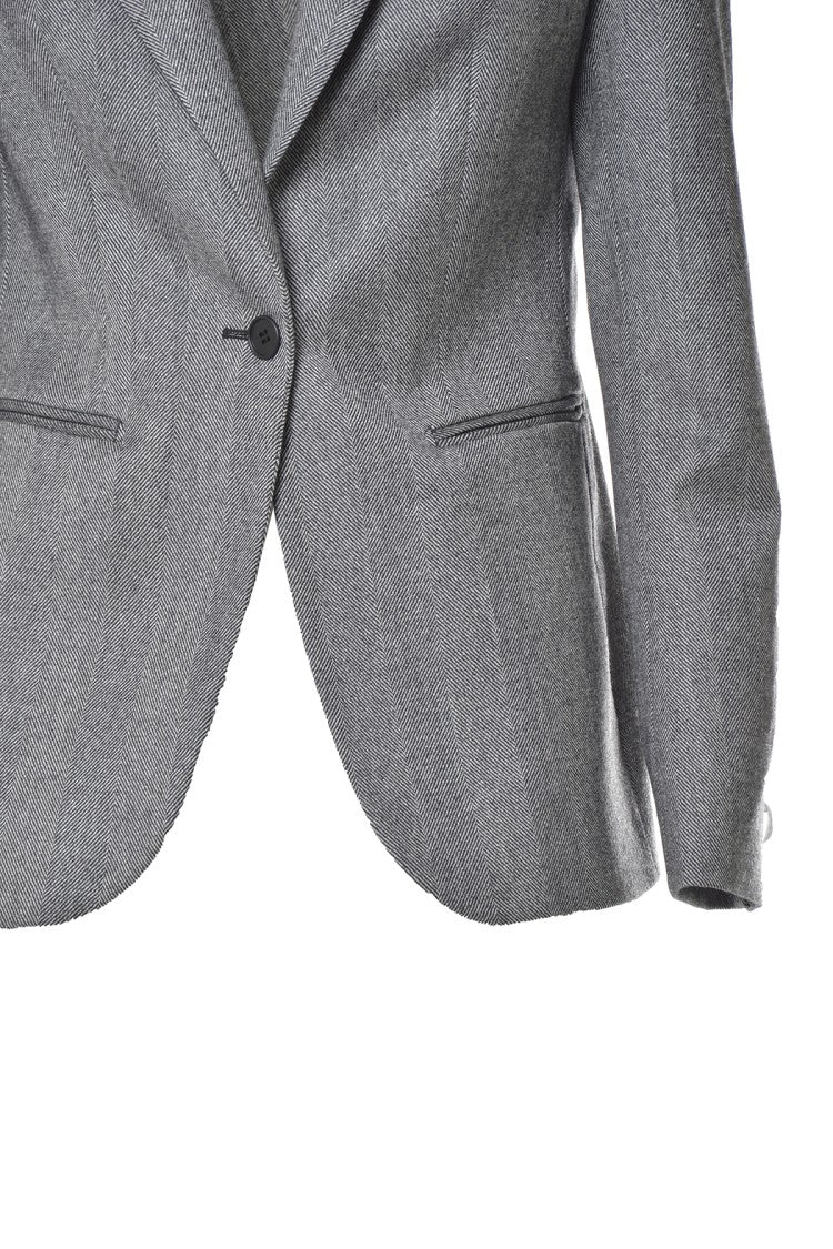 Tonello Single-Breasted Virgin Wool Herringbone Blazer - Grey