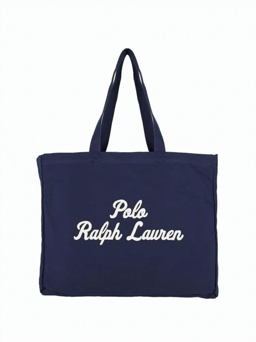 Polo Ralph Lauren Beige Embroidered Logo Cotton Shoulder Bag
