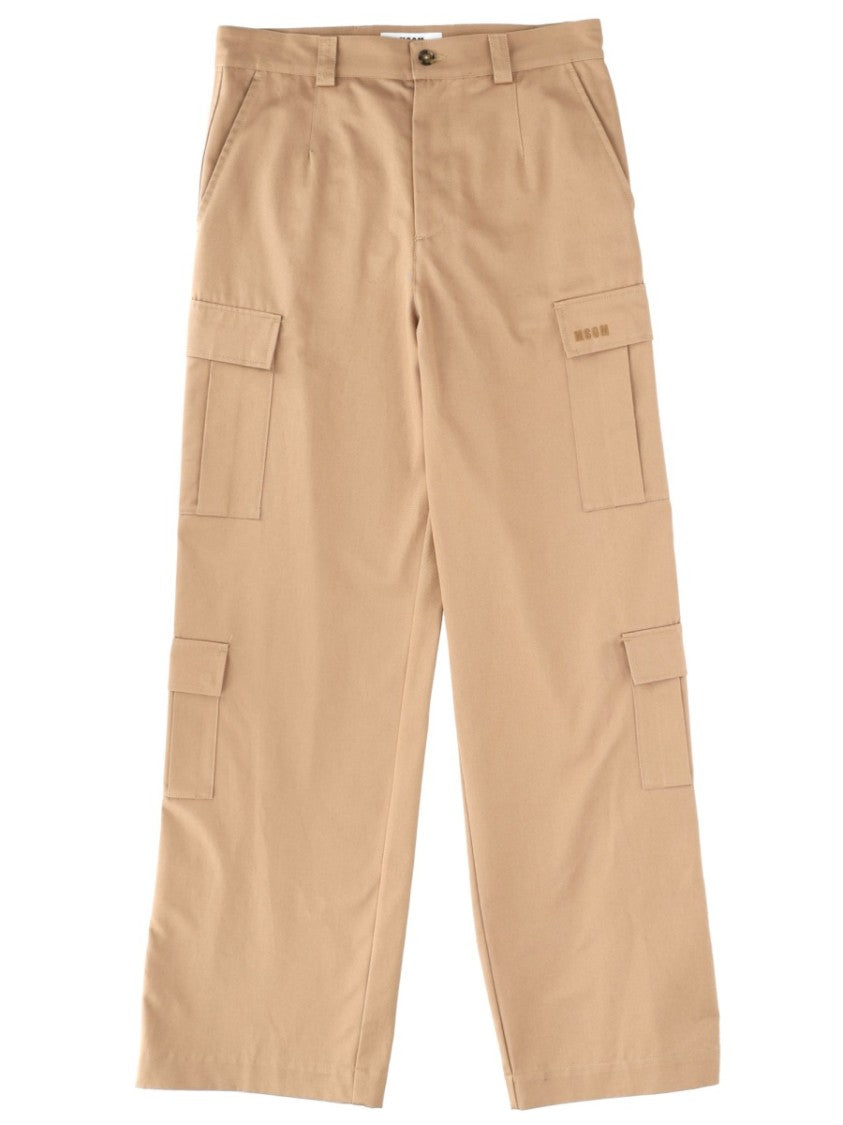 Msgm Brown Wide-Leg Cargo Pants