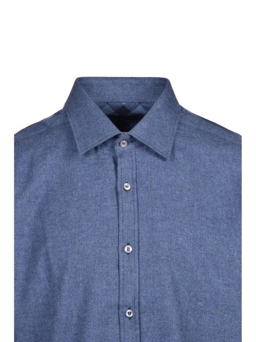 Paul & Shark Blue Cotton Flannel Shirt