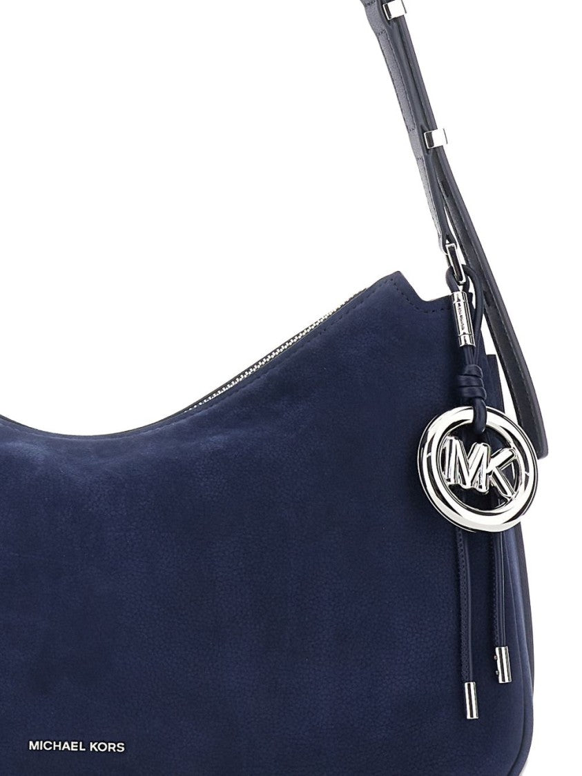 Michael Kors Curved Blue Leather Shoulder Bag