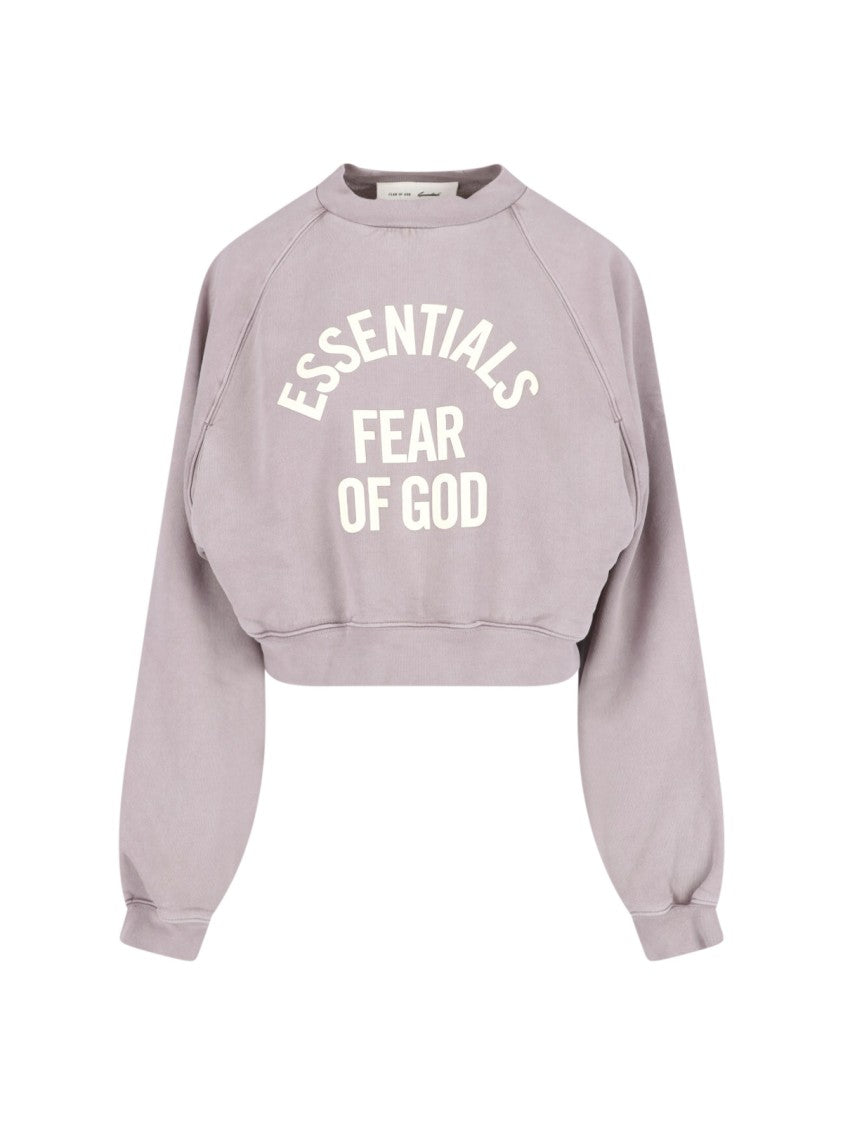 Fear Of God Essentials Purple Cropped Relaxed Arched Logo Sweatshirt
