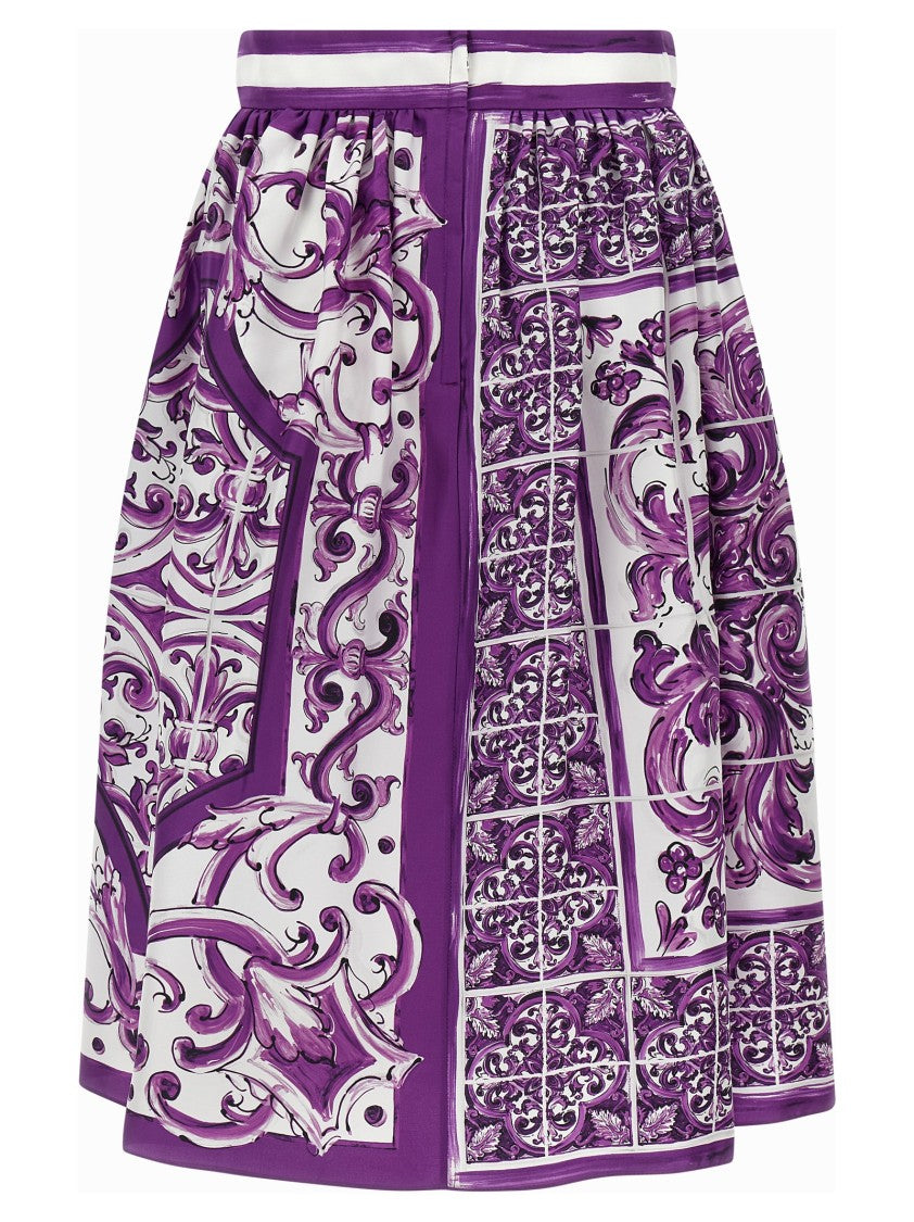 Dolce & Gabbana 'Maiolica' Print Silk Skirt