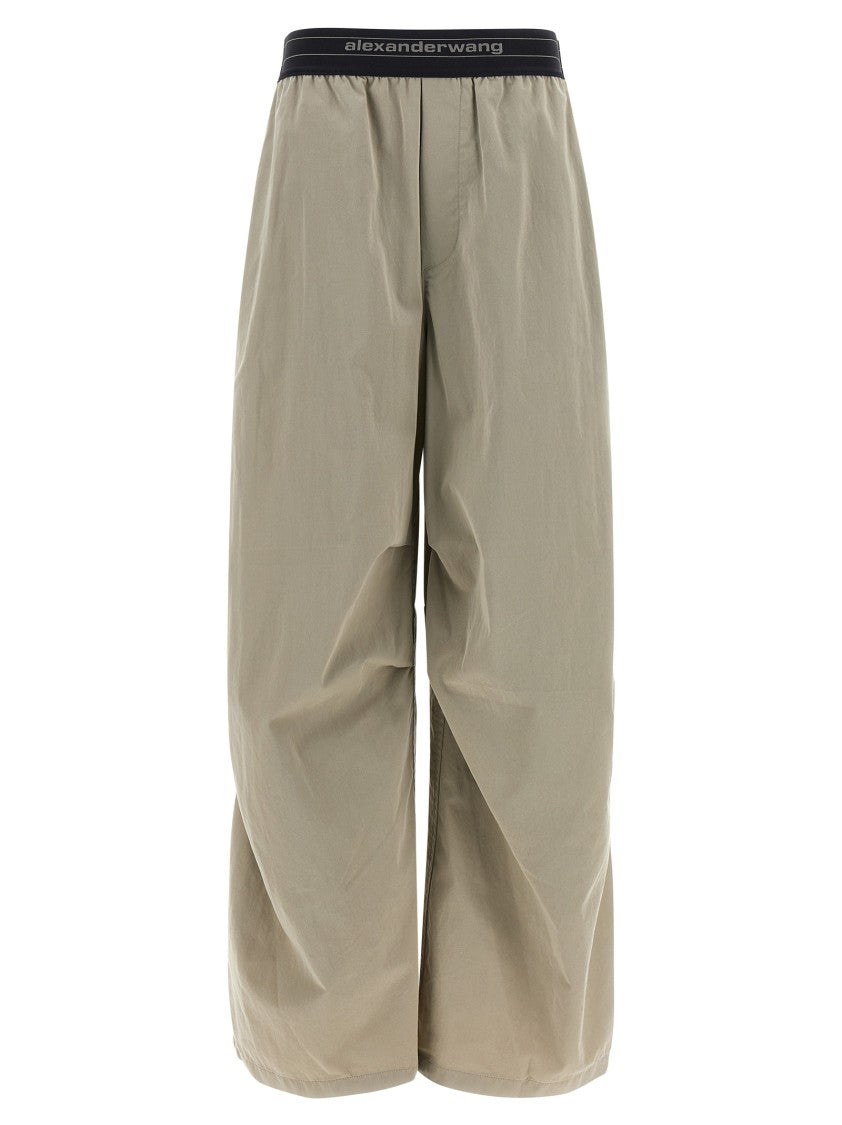 Alexander Wang Wide-Leg Cotton-Nylon Blend Pants With Jacquard Logo Waistband