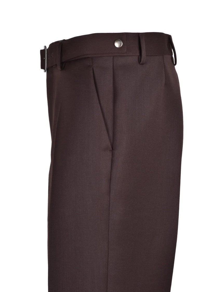 Mm6 By Maison Margiela Brown Virgin Wool-Blend Snap Formal Pants