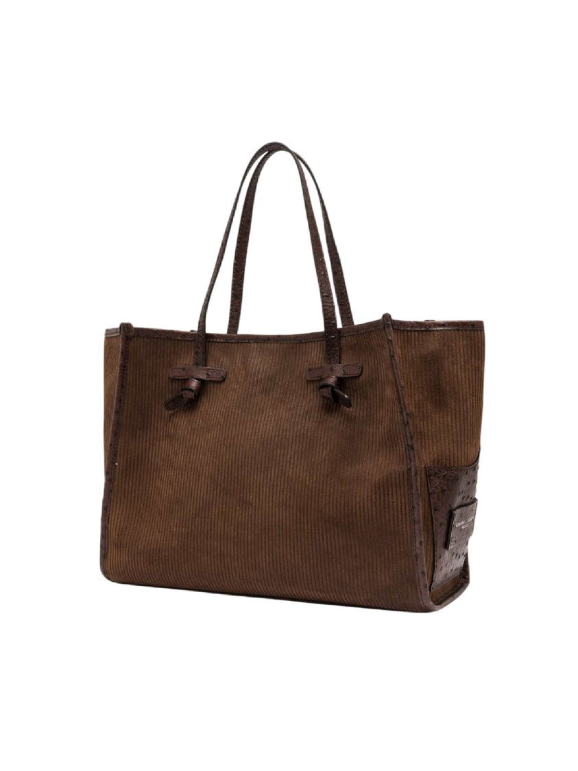 Gianni Chiarini Espresso Textured Ribbed Leather Tote Bag