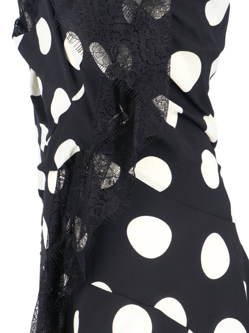Junya Watanabe Black Polka Dot Asymmetrical Midi Dress