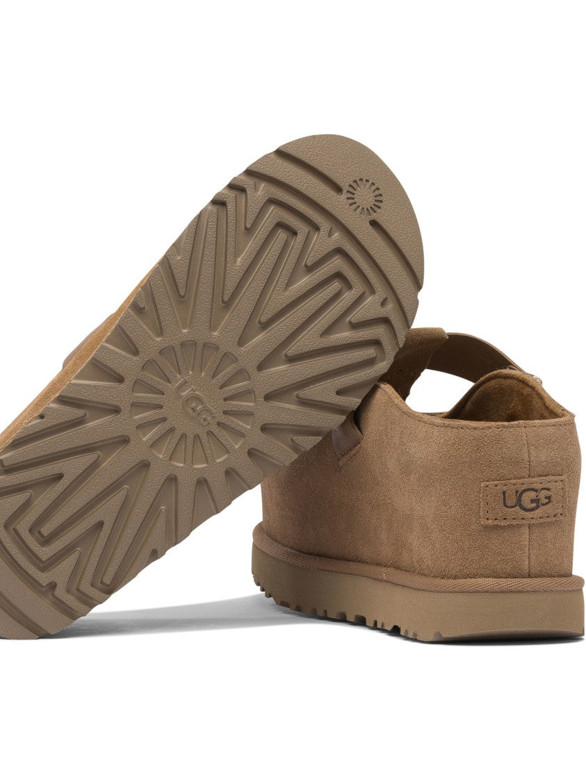 Ugg Suede Loafers With Rounded Toe And Signature Strap