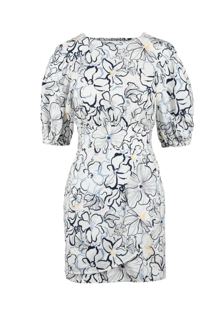 Attic And Barn White/Blue Short Cotton Dress