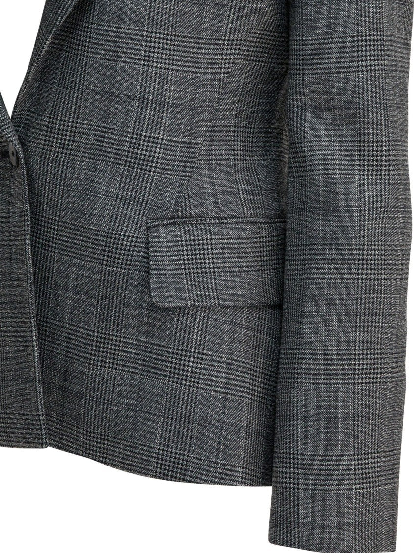Sa Su Phi Tailored Plaid Jacket With Notched Lapels And Single-Button Closure