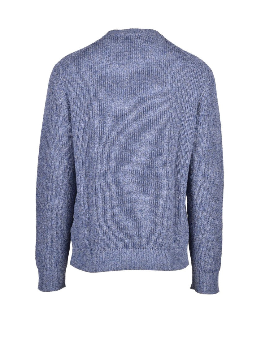 Masq Blue Cotton Linen Men Crew Sweater