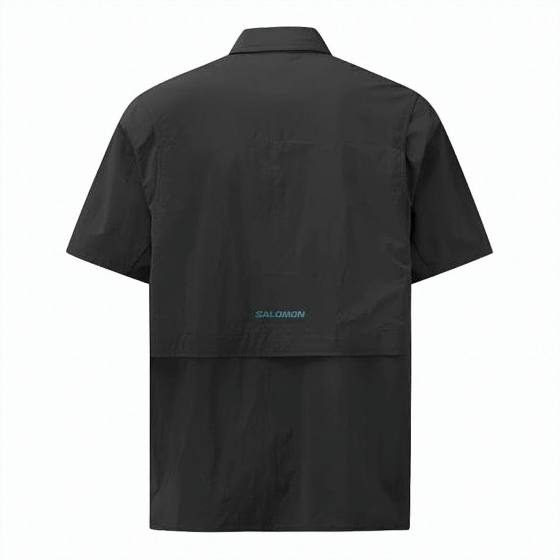 Salomon Short-Sleeve Black Shirt With Minimalist Design And Zippered Pocket
