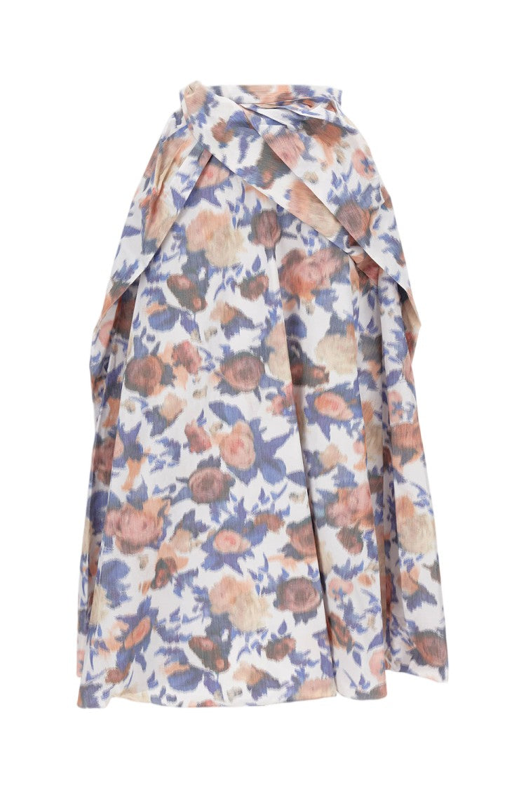 Erdem Maxi Skirt With Pleated Floral Design And Structured Waistband