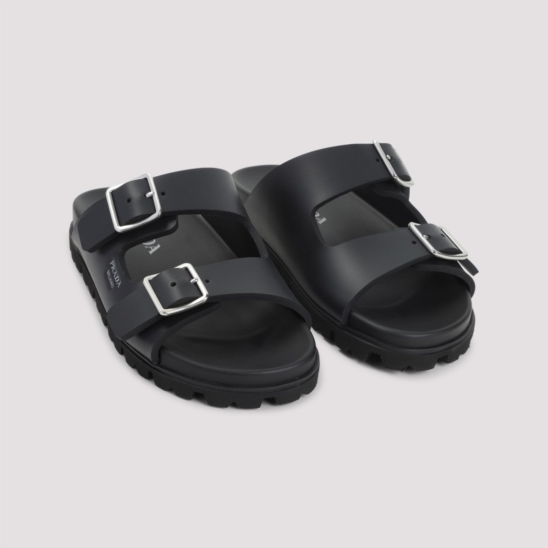 Prada Adjustable Black Eva Sandals With Contoured Footbed