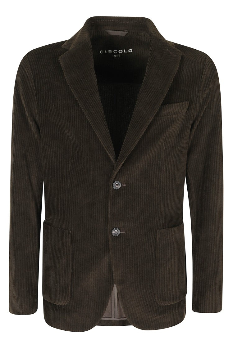 Circolo 1901 Brown Corduroy Single-Breasted Cotton-Blend Blazer