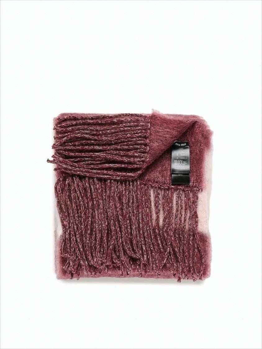 Miu Miu Luxurious Burgundy And Pink Mohair Blend Scarf