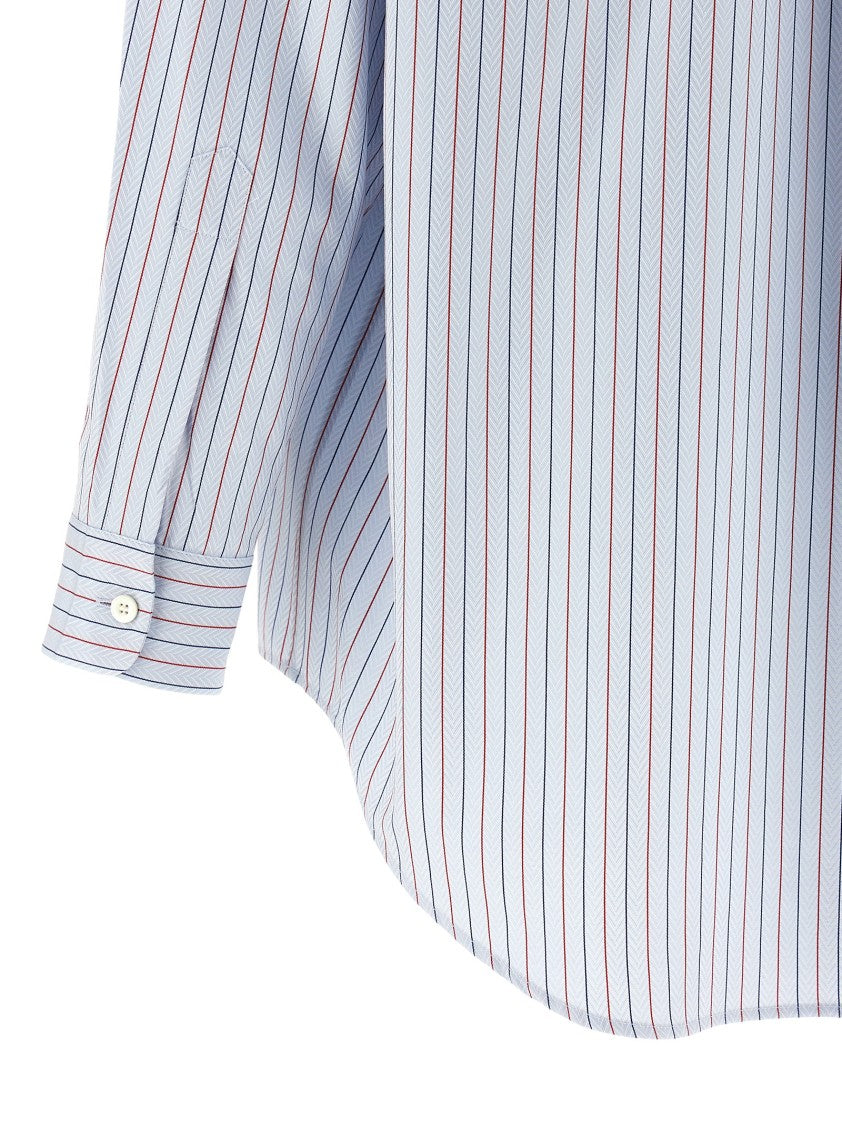 Prada Herringbone Cotton Shirt With Striped Pattern