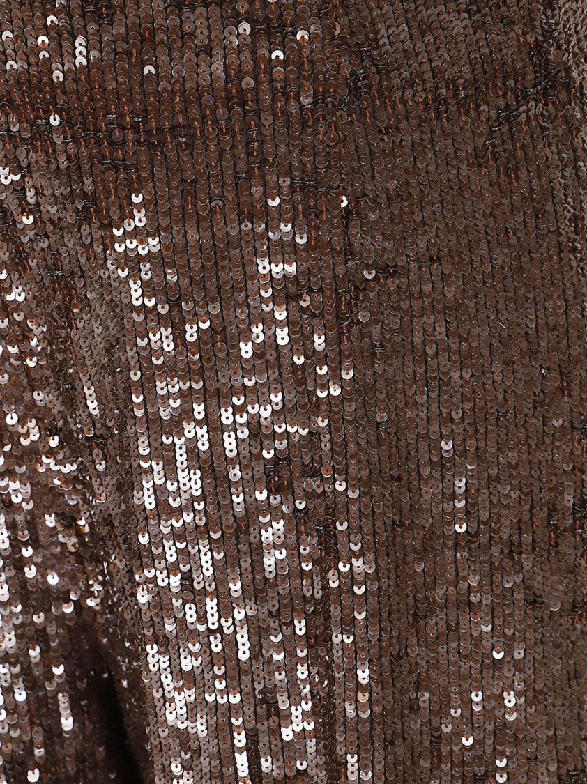 Parosh Sequined Trousers With Fitted Silhouette And Flared Hem