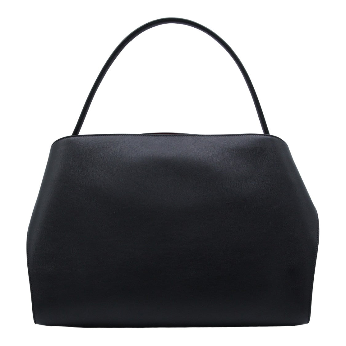 Ferragamo Structured Black Handbag With Gold-Tone Hardware