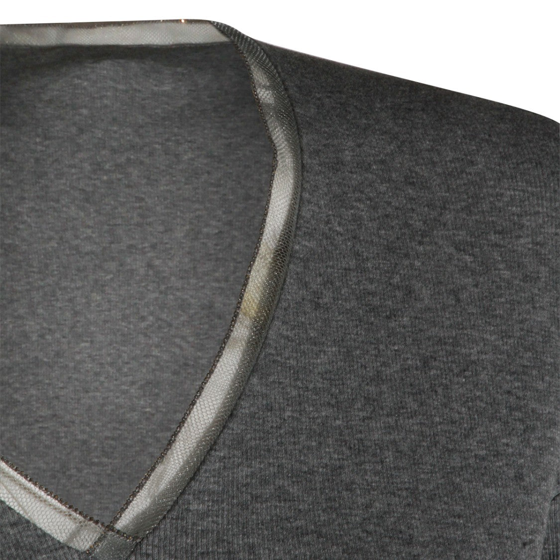 Fabiana Filippi Grey V-Neckline Top