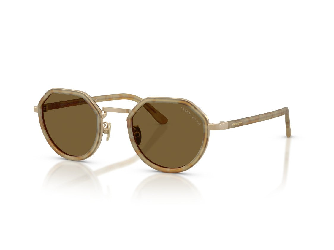 Giorgio Armani Gold 0Ar6181 Translucent Octagonal Sunglasses