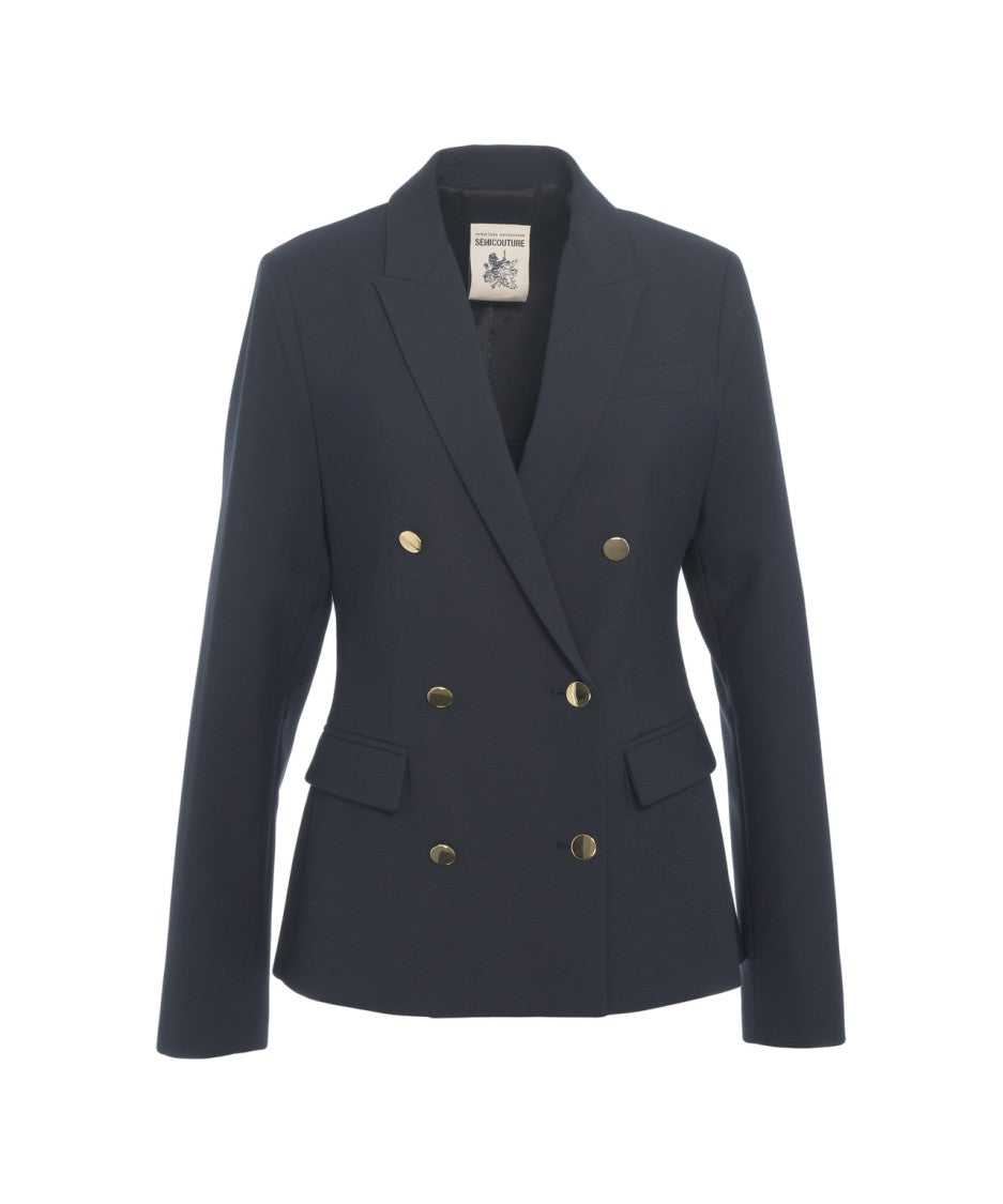 Semi Couture Double-Breasted Blazer With Gold Buttons