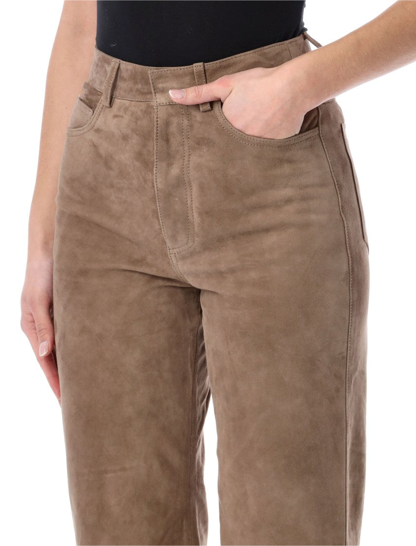 Rotate Straight Leg Suede Five Pocket Pants