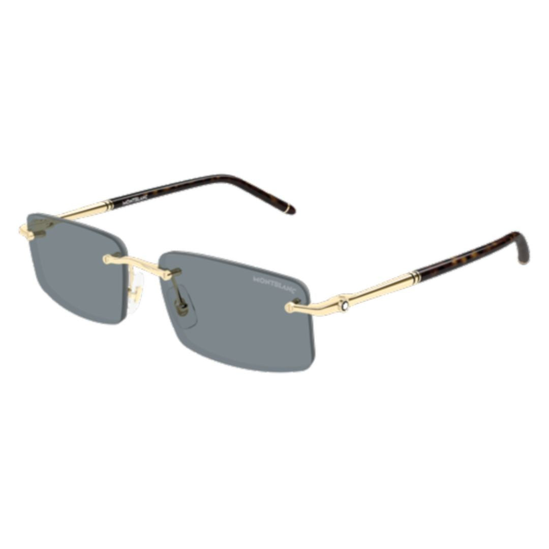 Montblanc Rimless Rectangular Sunglasses With Polished Gold Temples