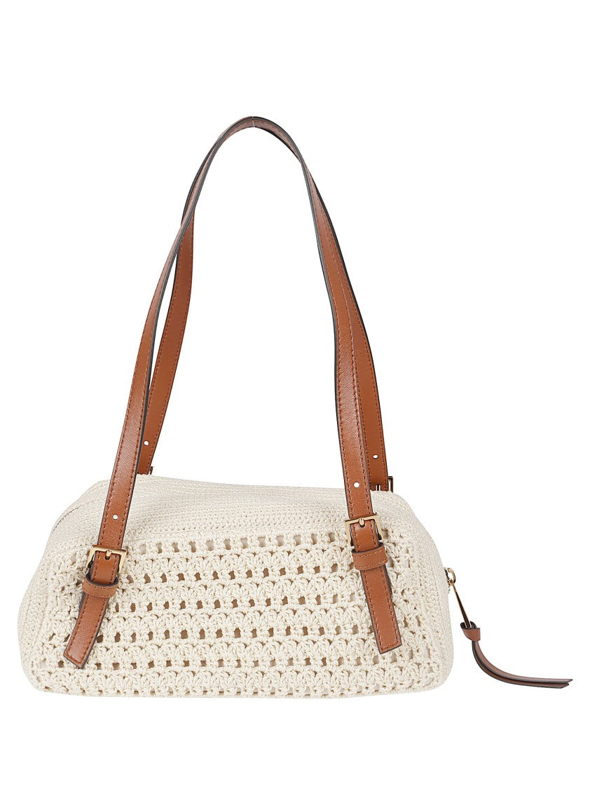 Versace Woven Shoulder Bag With Adjustable Leather Handles