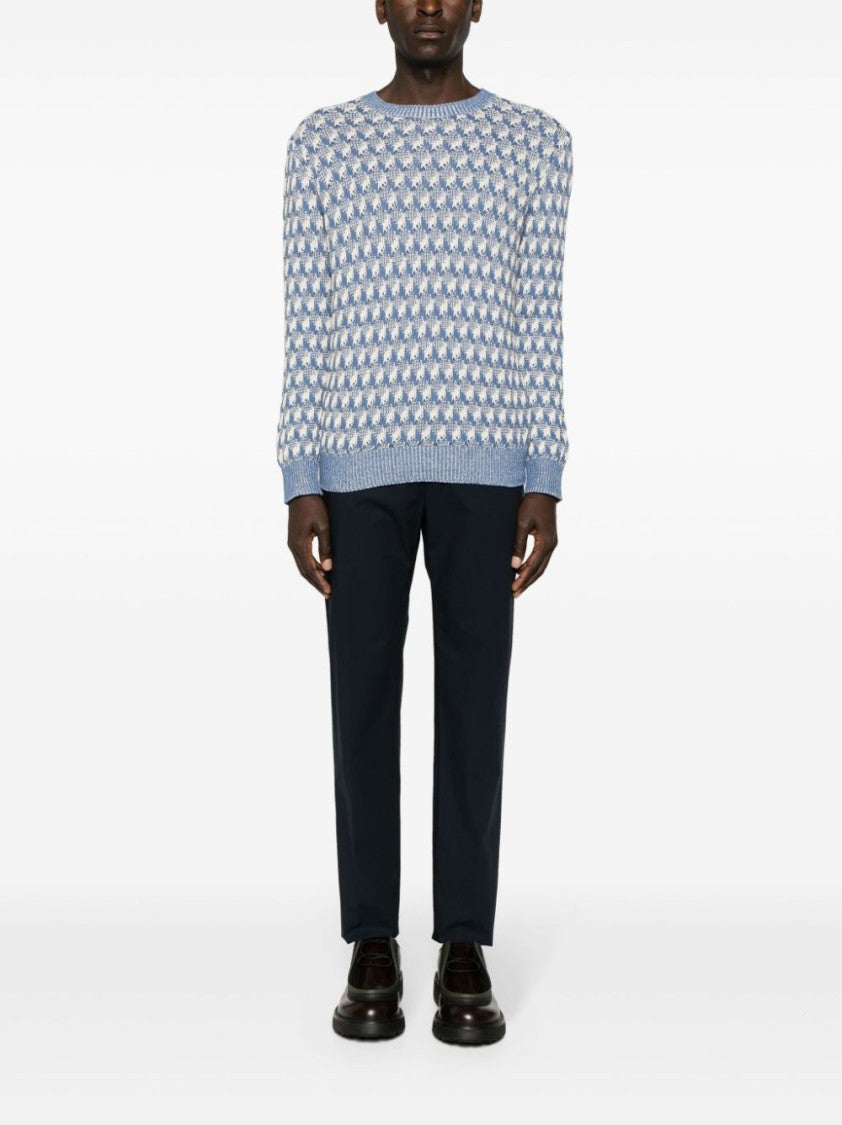 Etro Navy Blue Stretch-Cotton Trousers