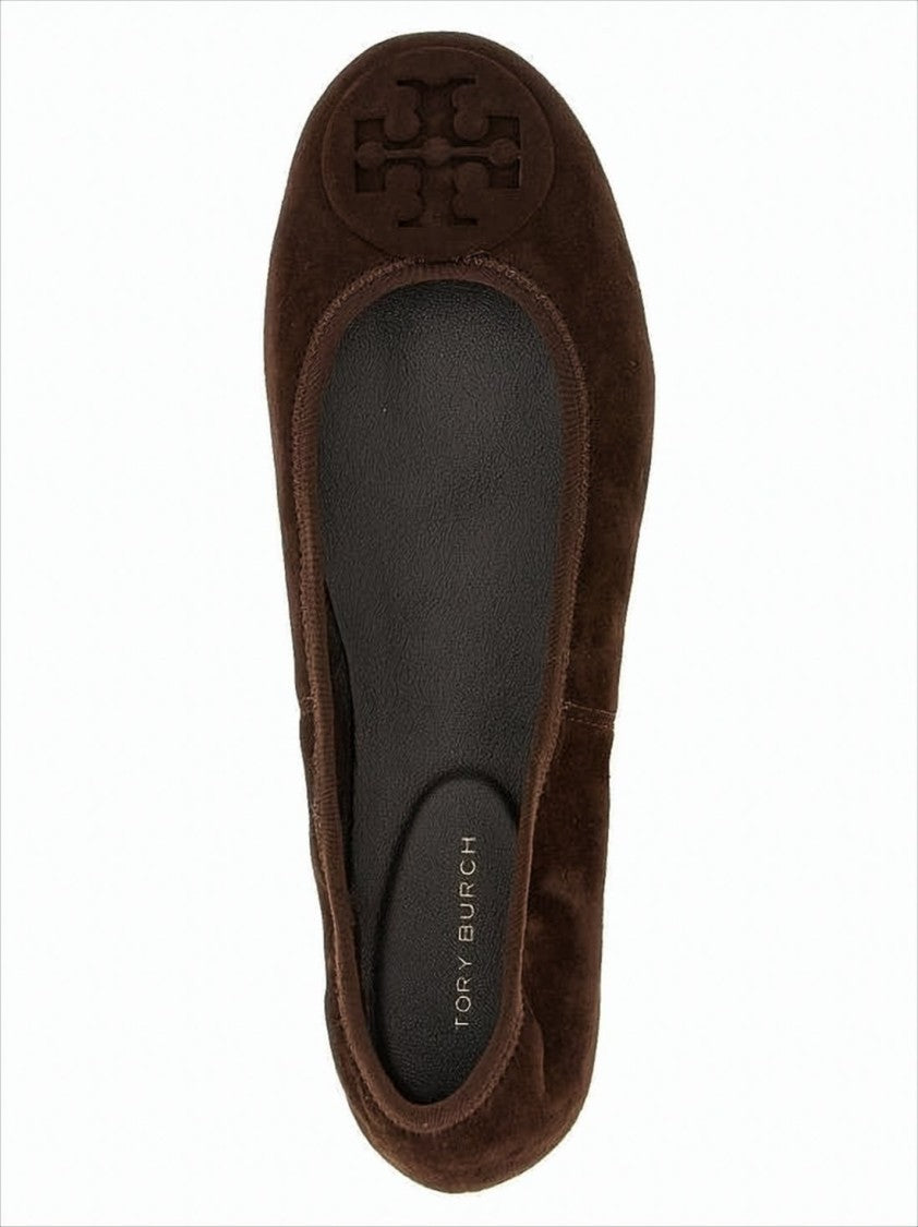 Tory Burch Suede Flat Shoes With Rounded Toe