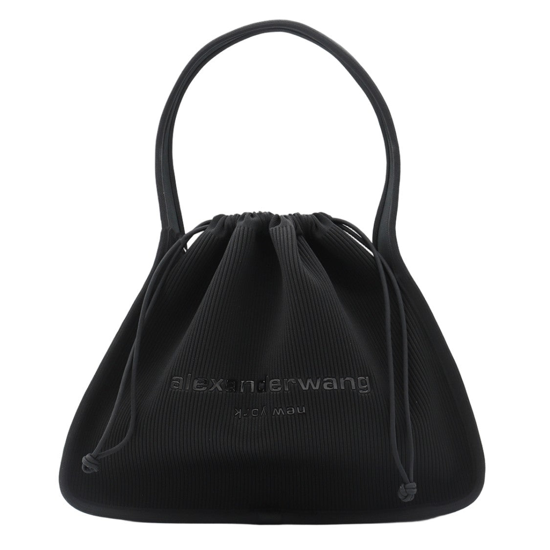 Alexander Wang Pleated Black Handbag With Drawstring Closure