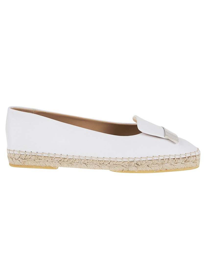 Sergio Rossi White Leather Espadrilles With Bow Accent