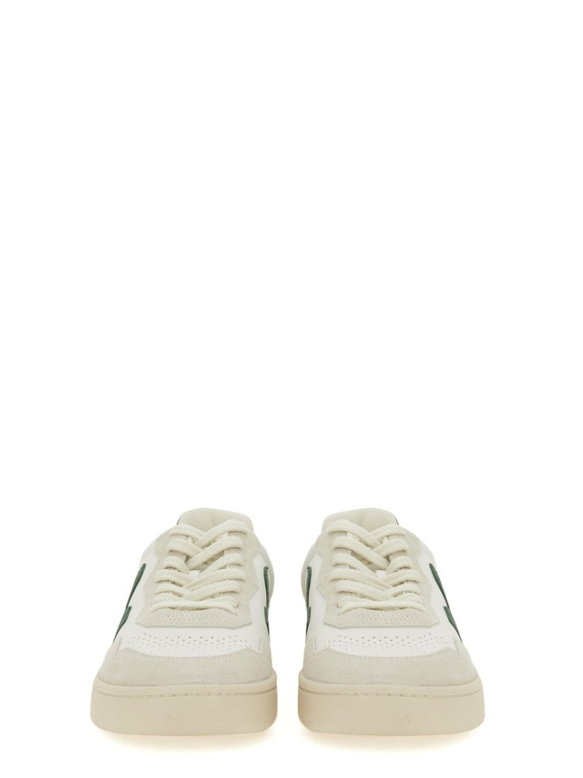 Veja White V-90 Suede Overlay Sneakers