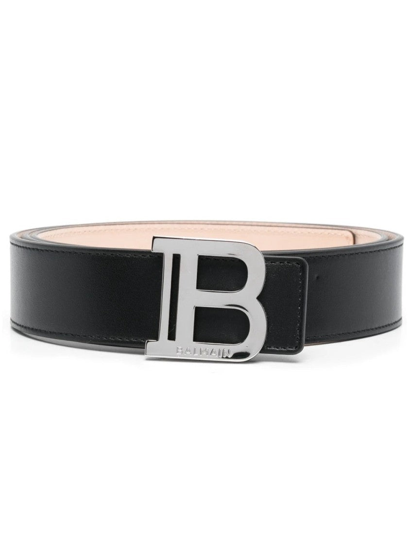 Balmain Calfskin Belt With Metallic Buckle