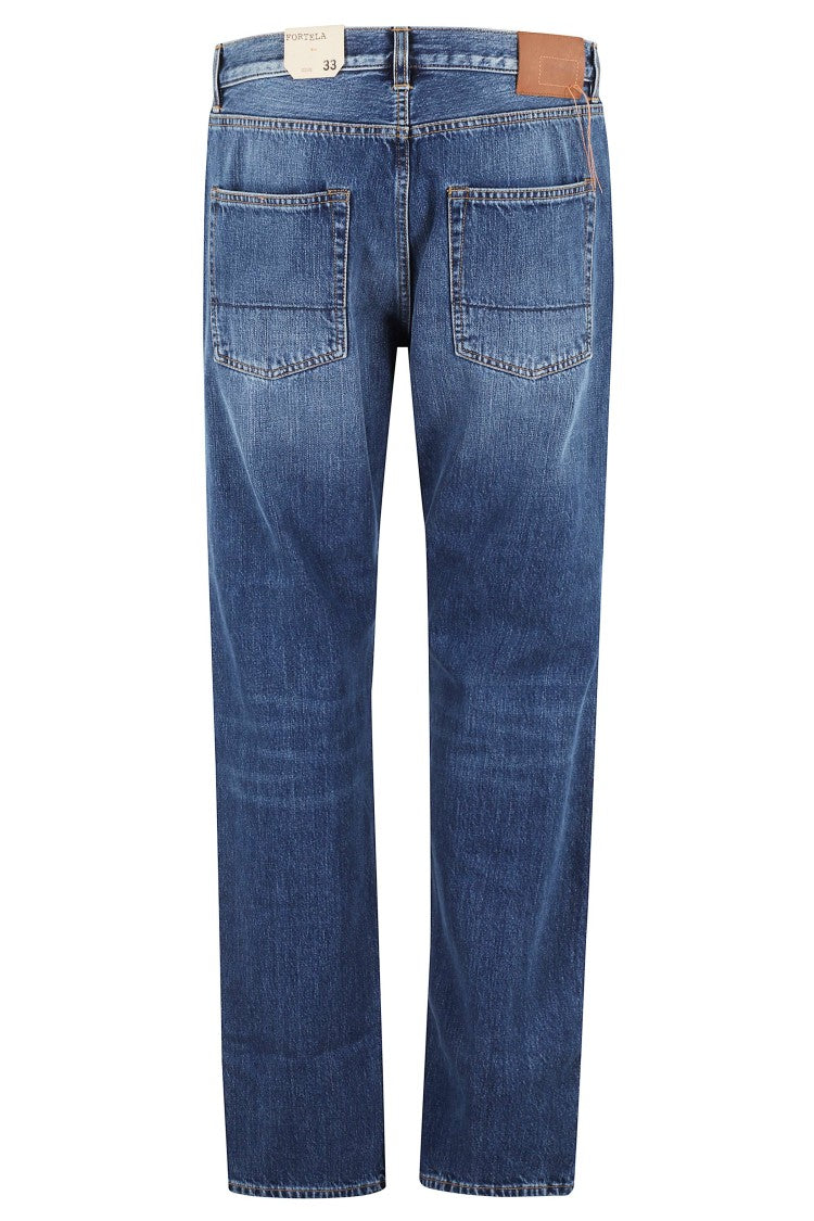 Fortela Blue John Japanese Selvedge Five-Pocket Cotton Jeans