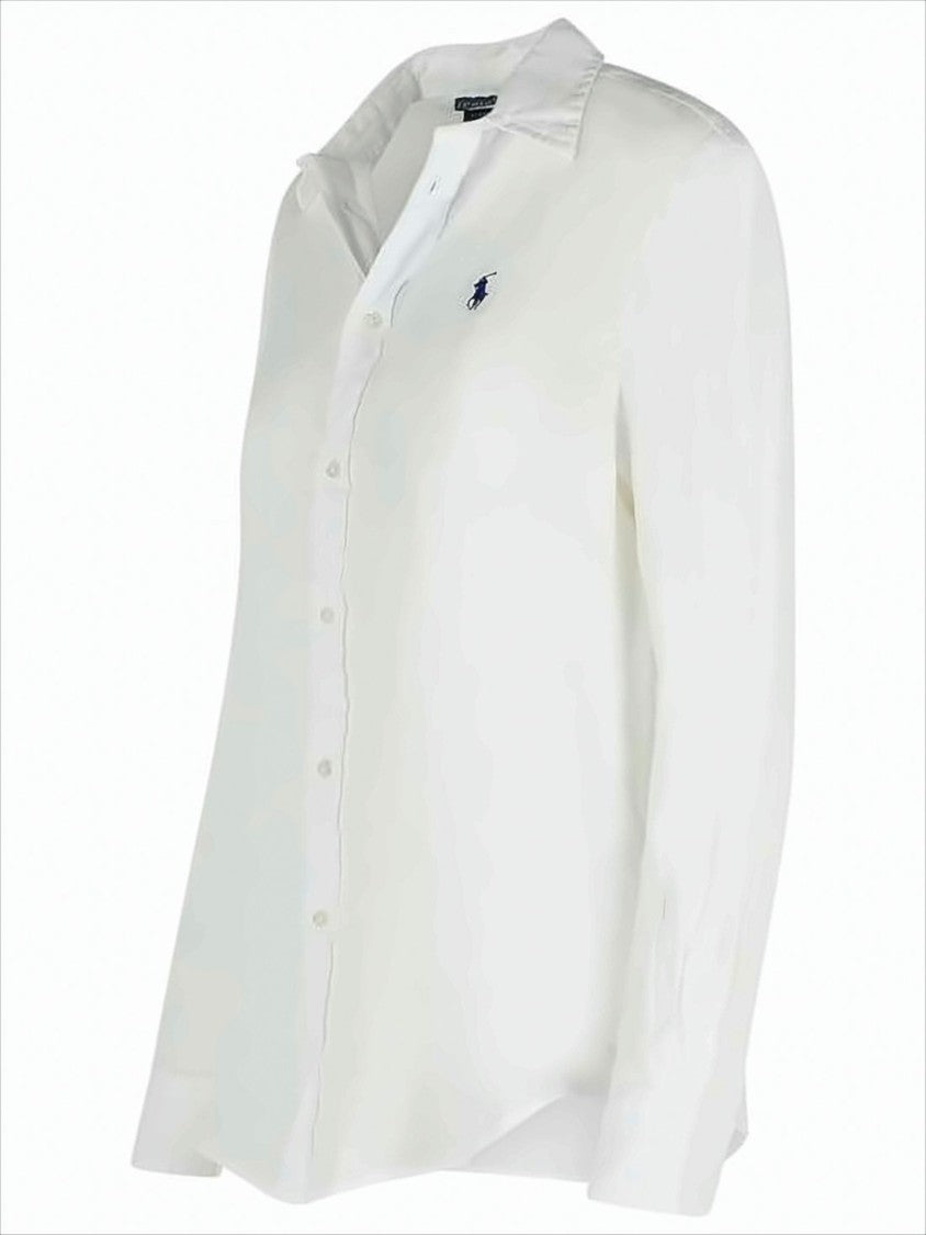 Polo Ralph Lauren Classic White Linen Long-Sleeve Button-Up Shirt