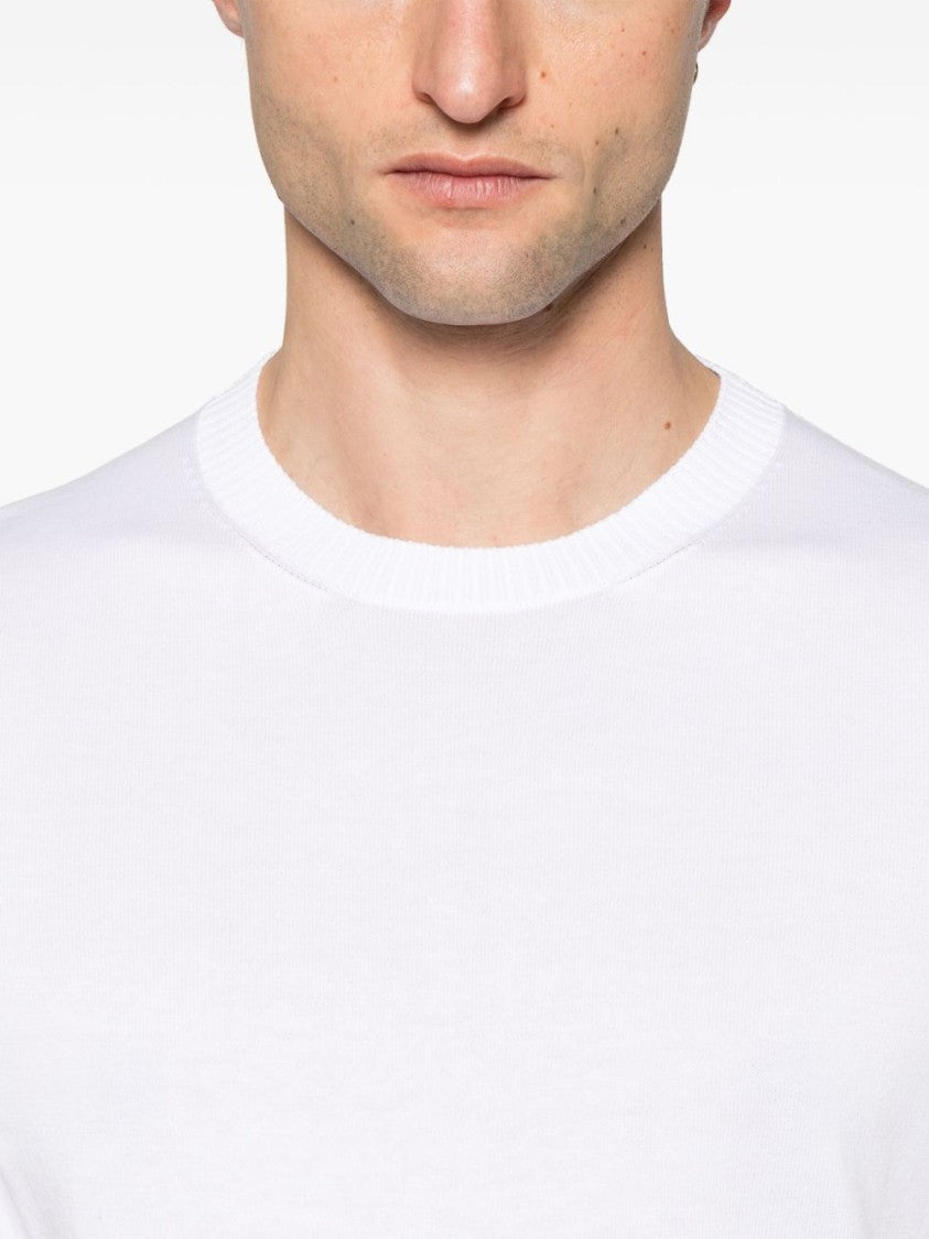Malo Classic White Cotton Knit T-Shirt