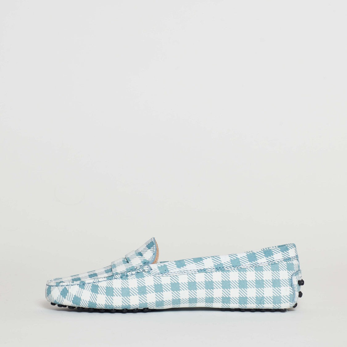 Tod's White Vichy Suede Moccasins