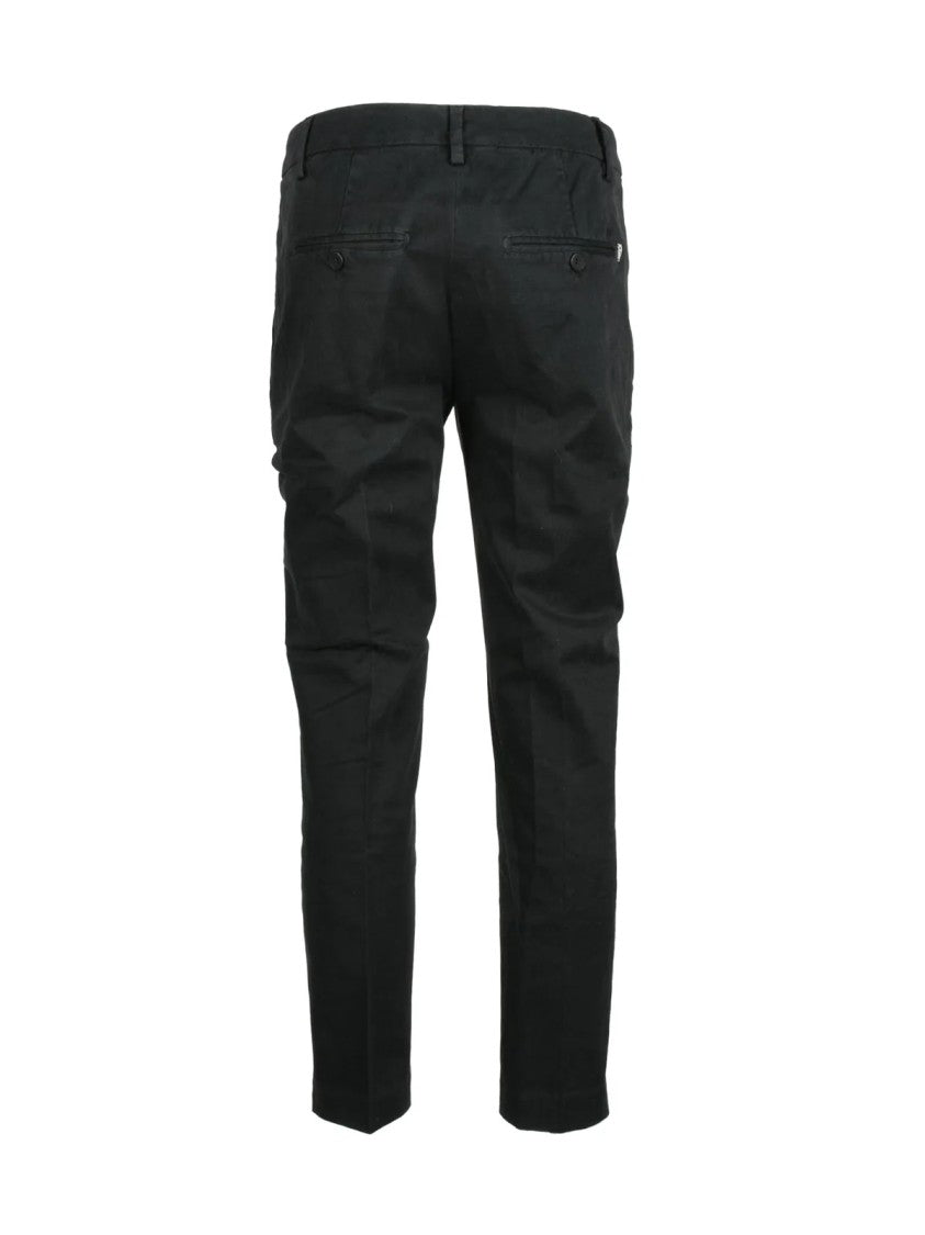 Dondup Black Stretch Cotton Straight-Leg Pants