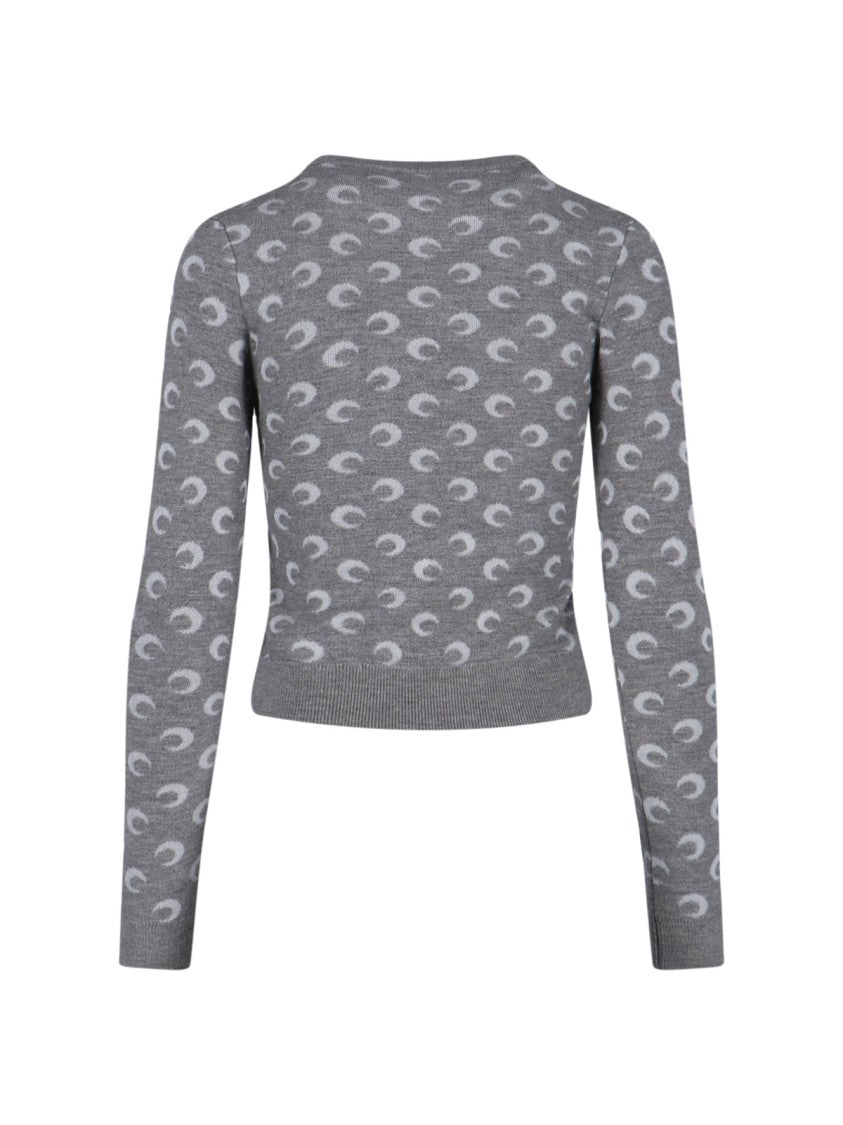 Marine Serre Cropped Sweater With Crescent Moon Pattern